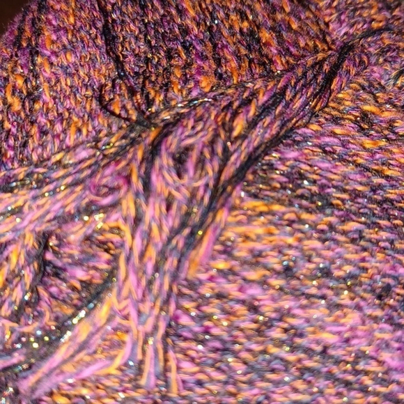 Lord & Taylor Sweater S Metallic Fringe Trim Marled Purple Orange Small - Picture 4 of 5